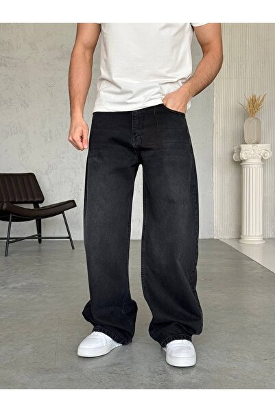 Wonraces Men's Black Balloon Baggy Basic Denim Trousers