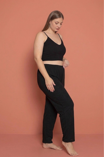 Farya Home Памучни пижамени панталони с висока талия, мрежеста материя, двуни...