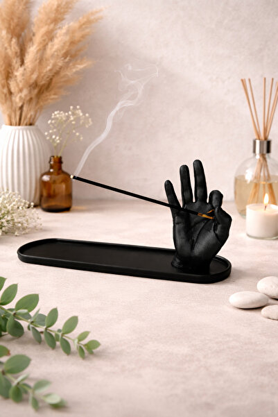 YSR HOME Modern Siyah El Figürlü Tütsülük – 20x9 cm Dekoratif Tütsü Tutucu | ...