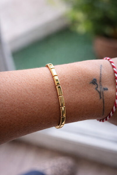 POYASE Women's Gold Modern Geometric Block Bracelet Adjustable Stylish Design