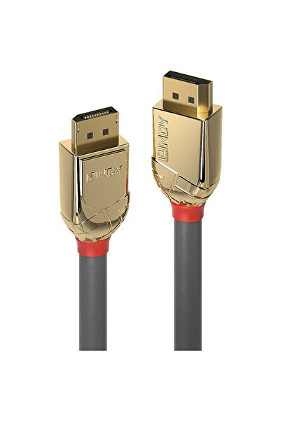 LİNDY Cablu video Gold, DisplayPort Male - DisplayPort Male, v1.4, 2m, Gri-Auriu