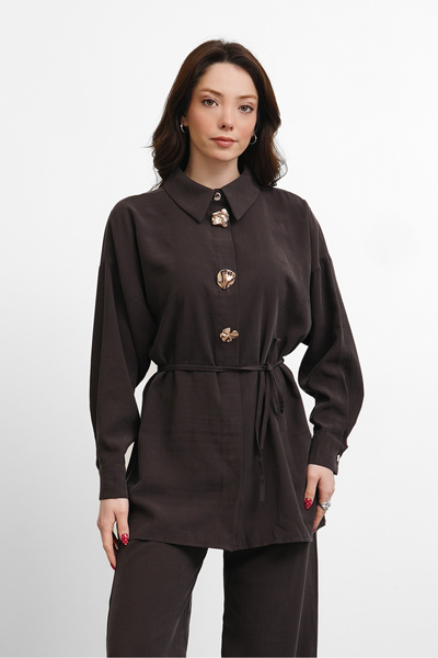 salisburys Γυναικείο χρυσό πουκάμισο Molly Nelly με λεπτομερή σύνθεση παντελο...