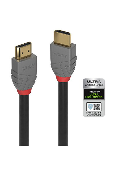 LİNDY Cablu HDMI de ultra mare viteza de 1 m, linie Anthra