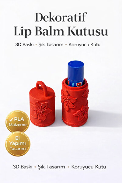 StudioAslanDesign Dekoratif Lip Balm Kutusu | 3D Baskı PLA | Taşınabilir Lip ...