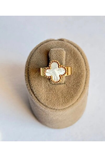 Haziran Accessory, Clover, Adjustable Steel Gold Ring