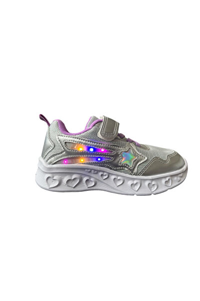 By TGA Children's sports shoes, textile material, silver, with LED lights Silver