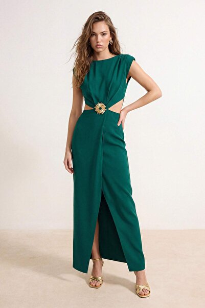 Συλλογή Trendyol Σμαραγδένιο Πράσινο Αξεσουάρ Λεπτομερές Υφαντό Μακρύ Κομψό Β...