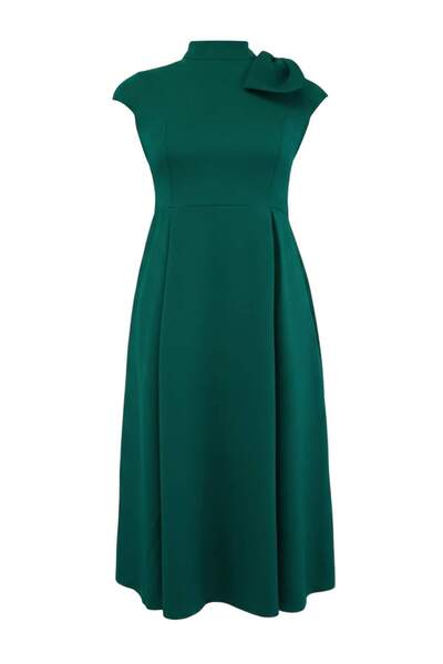 Trendyol Curve Rochie verde crep țesut mărimi mari TBBSS26AH00015