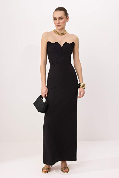 Συλλογή Trendyol Μαύρο ίσιο υφαντό Finike Maxi βραδινό φόρεμα & φόρεμα επιστρ...
