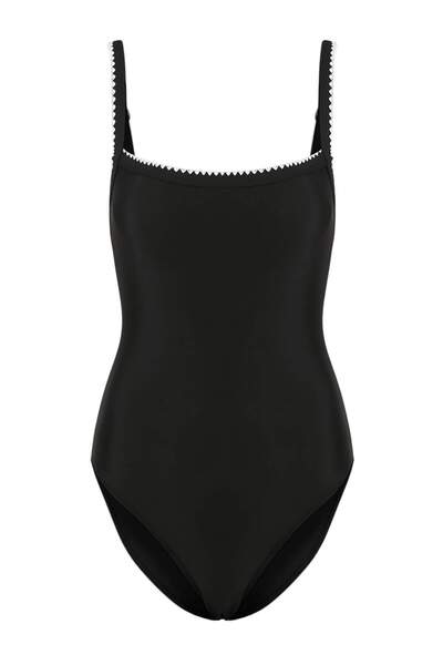 Συλλογή Trendyol Μαύρο Τρίγωνο Καλυμμένο Μαγιό με Κορδόνι Περίσφιξης TBESS26M...