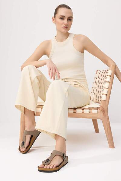 TRENDYOL SHOES Γυναικείες Παντόφλες Mink - Σαγιονάρες, TAKSS24TE00003