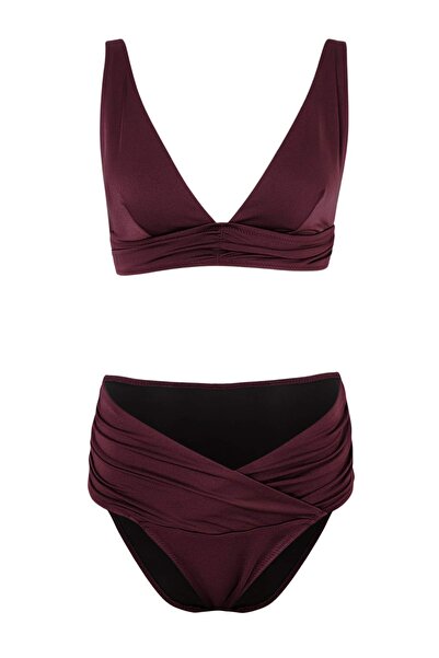 Συλλογή Trendyol Σετ μπικίνι Brazilian με ψηλόμεσο τριγωνικό κάλυμμα και διακ...