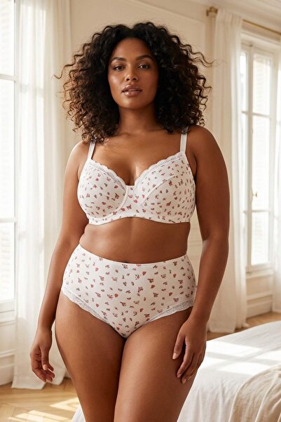 Trendyol Curve Πολύχρωμο Με φλοράλ μοτίβο Χωρίς cups Πλεκτό Σετ Εσωρούχων Μεγ...