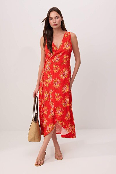 Συλλογή Trendyol Πολύχρωμο Floral Ανοίγει από τη μέση διπλό πέτο Αμάνικο Με υ...