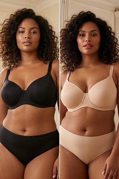 Trendyol Curve Μαύρο-ντερμάτινο Σουτιέν μεγάλου μεγέθους με επένδυση, συσκευα...