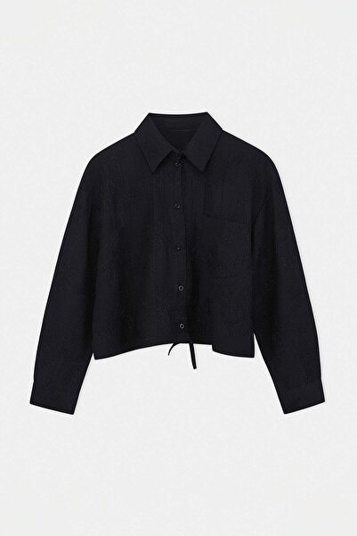 Drop by TrendyolMilla Crna žakard košulja sa vezanim porubom TDRSS26GO00055
