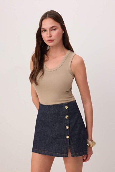 Trendyol Kollektion Nerzfarbenes, eng anliegendes, ärmelloses, elastisches St...