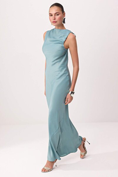 Συλλογή Trendyol Σατέν μάξι βραδινό φόρεμα και φόρεμα αποφοίτησης με λεπτομέρ...