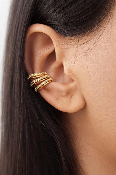 Mercan 3'lü görünümlü çelik kıkırdak küpe