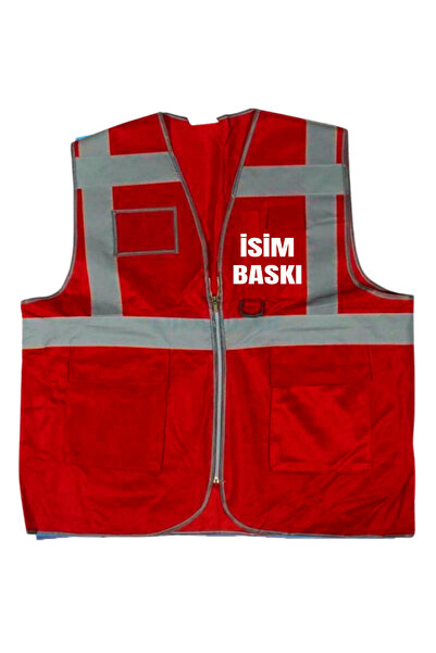 Teknik Ikaz Yeleği Mühendis Tipi Cepli Fosforlu Reflektörlü İş Yeleği