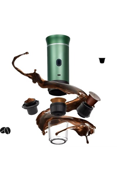 Vest Espressor portabil, 15 bari, 7500 mAh, verde, încălzire automată