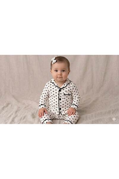Lolons Kalp Baskılı Kız Bebek Pijama Takımı