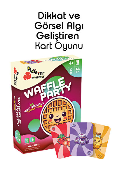 Playever Waffle Party, Dikkat ve Görsel Algı Kart Oyunu (4-7 Yaş), Refleks Ge...