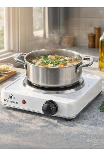 TOSCANA U Single Burner Electric Stove 1000W with 5 Level Temperature Adjustm...