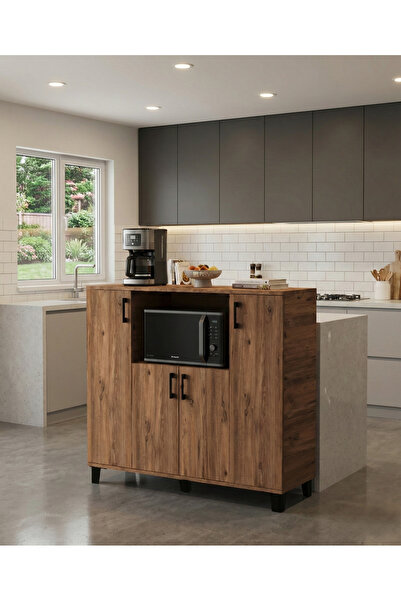 GOLDFALEZ Mutfak Dolap Çok Amaçlı Mikrodalga Fırın Dolabı Raflı Kapaklı Kiler...