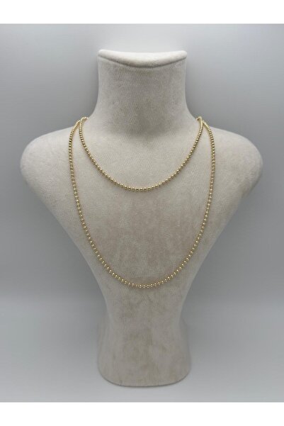 Sirena Accessories 2 Katlı Gold Ball Shine Çelik Kolye