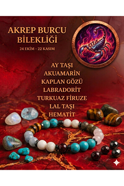 Tasarım سوار بعلامة الأبراج كريب - معتمد - حجر القمر، الأكوامارين، عين الماعز...