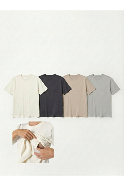 maternel 4 قطع من تيشيرتات الرضاعة الطبيعية ذات الملمس الناعم