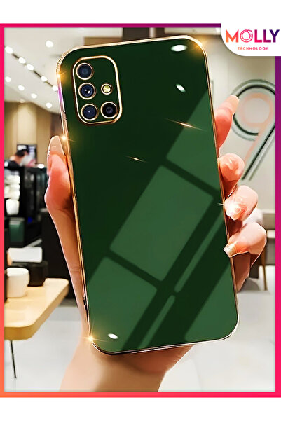 Molly Technology Samsung Galaxy A71 Için Koyu Yeşil Kenarları Gold Detaylı Lü...