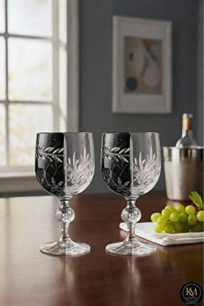 Kristal Market كأس عرض كريستال بوهيميا أسود مزدوج اللون مصنوع يدويًا، كأس قهو...