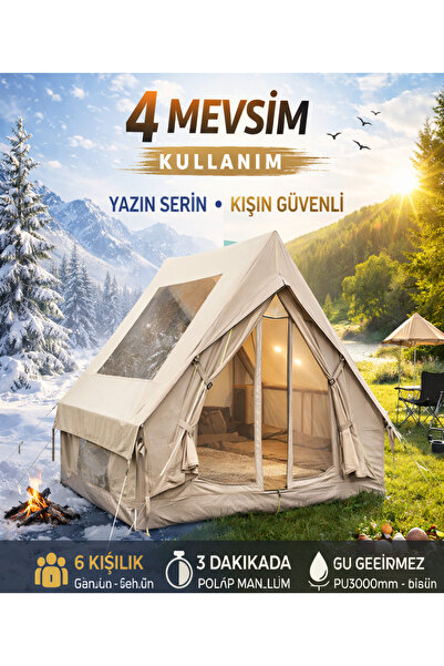 Havana 6 Kişilik ŞİŞME Plaj Kamp Tatil Çadırı Oxford Kumaşlı Pompalı Çadır