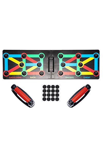 METATRON mT Πτυσσόμενη σανίδα προπόνησης push-up 12 σε 1 με χρωματιστά χερούλια