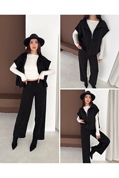 Gia Gia Taşlı Siyah İkili Takım