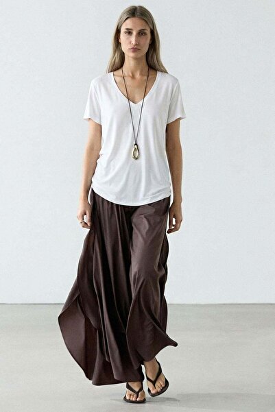 COTENCONCEPT Front and Back V-Neck Basic Viscose Blend T-Shirt