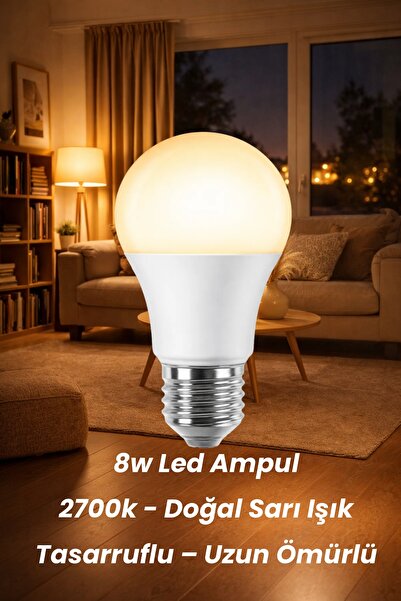 Philips 8W 2700K E27 LED Ampul - Doğal Sarı Işık
