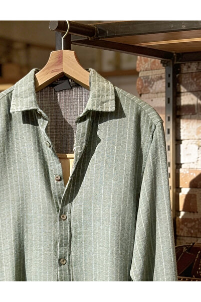 Hazhers Men's Linen Oversize Relaxed Fit Long Sleeve Summer Shirt