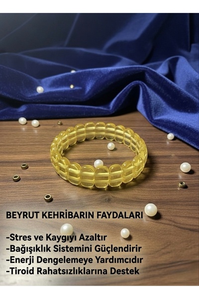 Meneva Aksesuar Şeffaf Sarı Beyrut Kehribar Bileklik