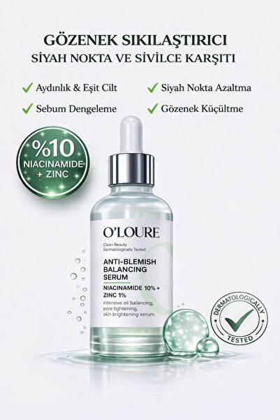 o'loure beauty Niacinamide %10 Serum Siyah Nokta, Leke Karşıtı Gözenek Sıkıla...