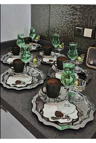Elzemm store 6 ADET PASLANMAZ ÇELİK YUVARLAK DALGALI MODEL SERVİS VE SUNUM TE...