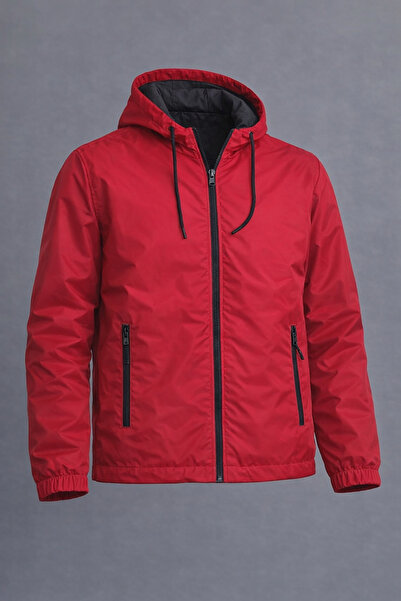 DAMGA JEANS Ανδρικό Βασικό Καθημερινό Κόκκινο Αδιάβροχο & Αντιανεμικό