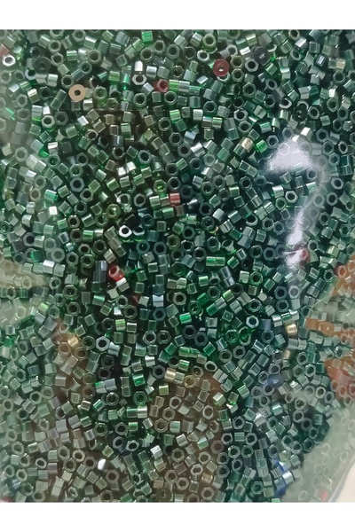 Boncuks 200 Gr Metallic Green Glass Beads 2 mm