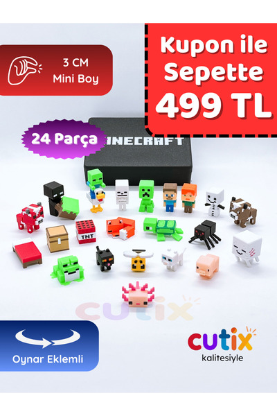 Cutix Oyuncak Mini Figür Seti - Blok Oyun Minik Figürler Çocuk Doğum Günü Min...