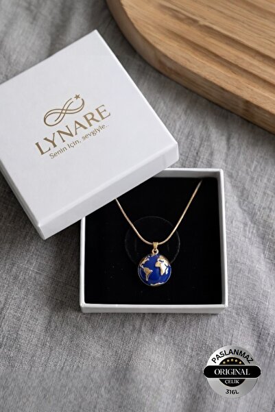 Lynare Dünya Model Açılabilir Kapaklı Resimlikli Düz Zincirli Çelik Kolye