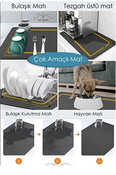 SİHİRLİ MOP Süper Emici Sihirli Bulaşık Matı Tezgah Üstü Kurutma Matı Katlanabilir 40x50cm