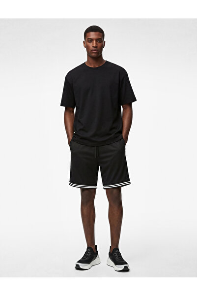 Koton Stripe Detailed Pocketed Comfortable Fit Waist Tie-Up Sports Shorts