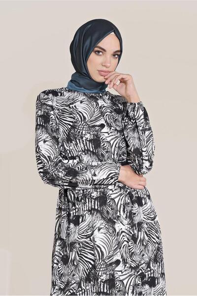 Alvina Mix Pattern Waist Tie Dress 40814